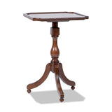 English Elm Mabel 19" Elegant Wood Turned Pedestal Side Table, Rich Walnut Birchwood & Veneer