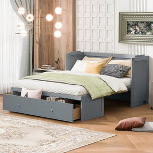English Elm Queen Murphy Wall Bed with Pull Out Drawer and Built in Usb Charging Cabinet Gray N708P205905E
