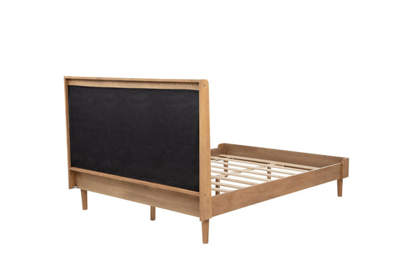 English Elm Queen Size Wood Bed With Upholstered Piano Key Headboard, Sturdy Frame In Warm Wheat Tone Finish W504S00257-GIGA