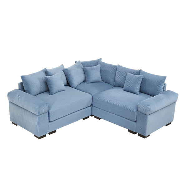 English Elm Oversized Modular Sectional Couch - Luxurious Comfort, Ergonomic Design, 10 Pillows, Easy Assembly, Blue W714S01356-GIGA