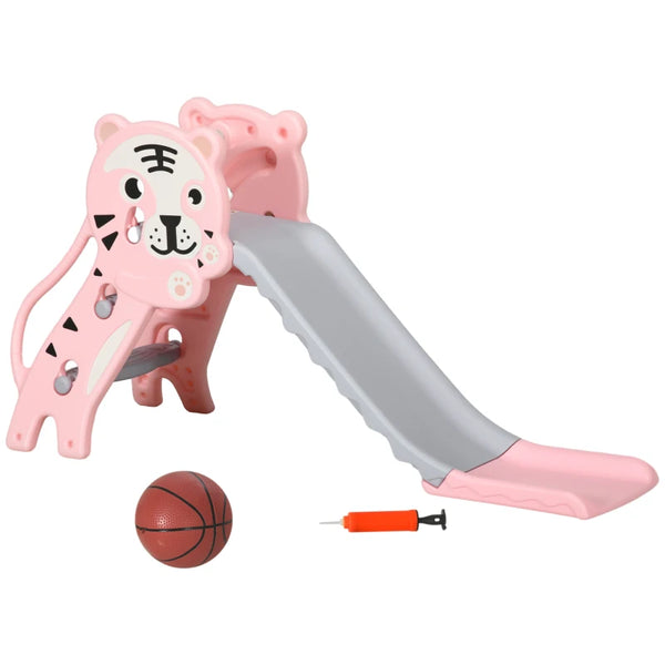 English Elm Kids 3 in 1 Toddler Climber Slide Set with Basketball Hoop for Playroom Fun T3971P439601