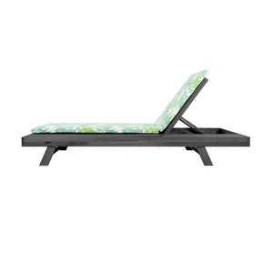 English Elm Lounge Chaise Outdoor Acacia Wood Slatted Frame with Water Resistant Cushion Resort Style Black,Green Leaf N770P442B18L