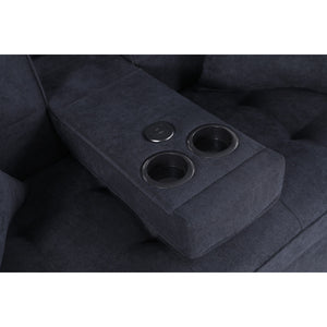 English Elm Woven Convertible Sleeper Loveseat with Dropdown Console, USB Ports, Cup Holders & Storage Pockets - Dark Gray B016S00046