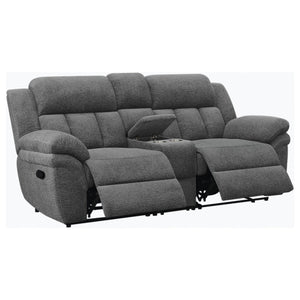 English Elm Divine Chenille Reclining Loveseat with Tufted Pillowtop Arms and Built-in Console B062S01414