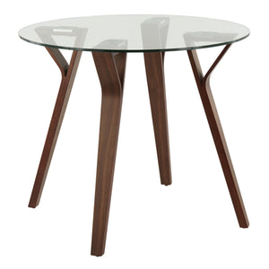 English Elm Folia 3 Piece Mid-century Dining Set Tempered Glass Top Walnut Legs Cream Chairs B202S01415