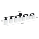 English Elm Modern 8-Light Vanity Bathroom Mirror Light, Frosted White Glass With Black Iron Frame, Contemporary Wall Sconce For Bedroom, Bathroom, and Dressing Room (Bulb Not Included)