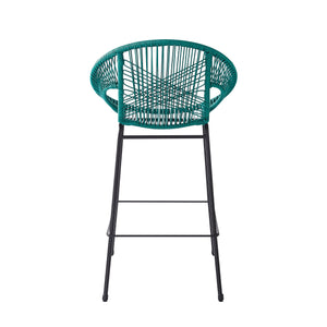 English Elm Christopher Knight Home® - Ferrara Outdoor Faux Wicker Barstool Set of 2 — Ergonomic PE Rattan Seating with Iron Frame, Durable Teal N775P266222T