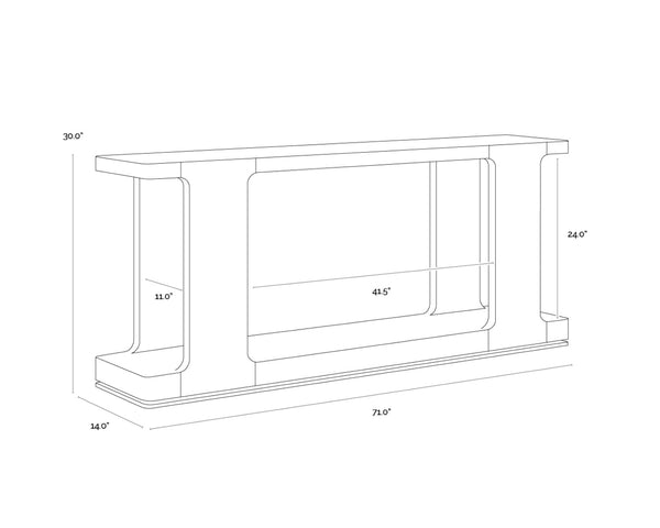 Sunpan HERCULES Console Table - Sculptural Design with Reclaimed Oak, Perfect for Entryways and Living Rooms Aged Brown 112531