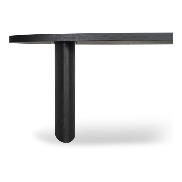 English Elm William Herringbone Oak Veneer Dining Table Seats Six Contemporary Black Finish B2769S00015