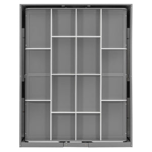 English Elm Rotating Queen Murphy Wall Bed with 14 Open Shelves Hydraulic Lift Space Saving Gray LP000962AAE