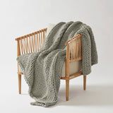 Madison Park Chunky Double Knit Casual Hand Made Chunky Double Knit Throw Blanket MP50-6136 Grey