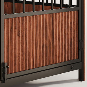 English Elm 43'' Walnut Fluted Wood Dog Crate Doubles as End Table for Medium and Large Pets W1820P336034
