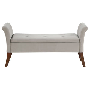 English Elm Pasley Velvet Button Tufted Rolled Arm Lift Top Storage Bench for Bedroom Entryway Beige B062P441161
