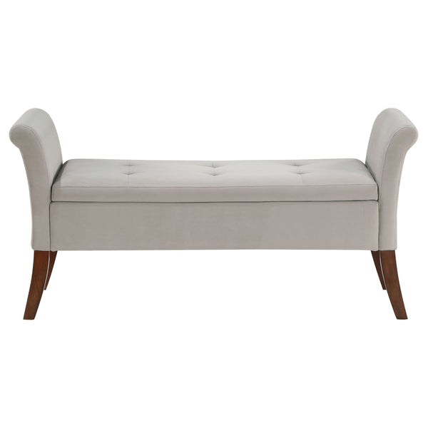 English Elm Pasley Velvet Button Tufted Rolled Arm Lift Top Storage Bench for Bedroom Entryway Beige B062P441161