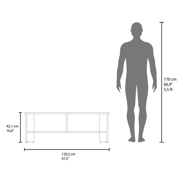 English Elm Navia sleek 47" TV Stand with Two Open Shelves for Living Room Bedroom Modern Storage and Style Black 53 L x 18 W x 4 H B070P286439