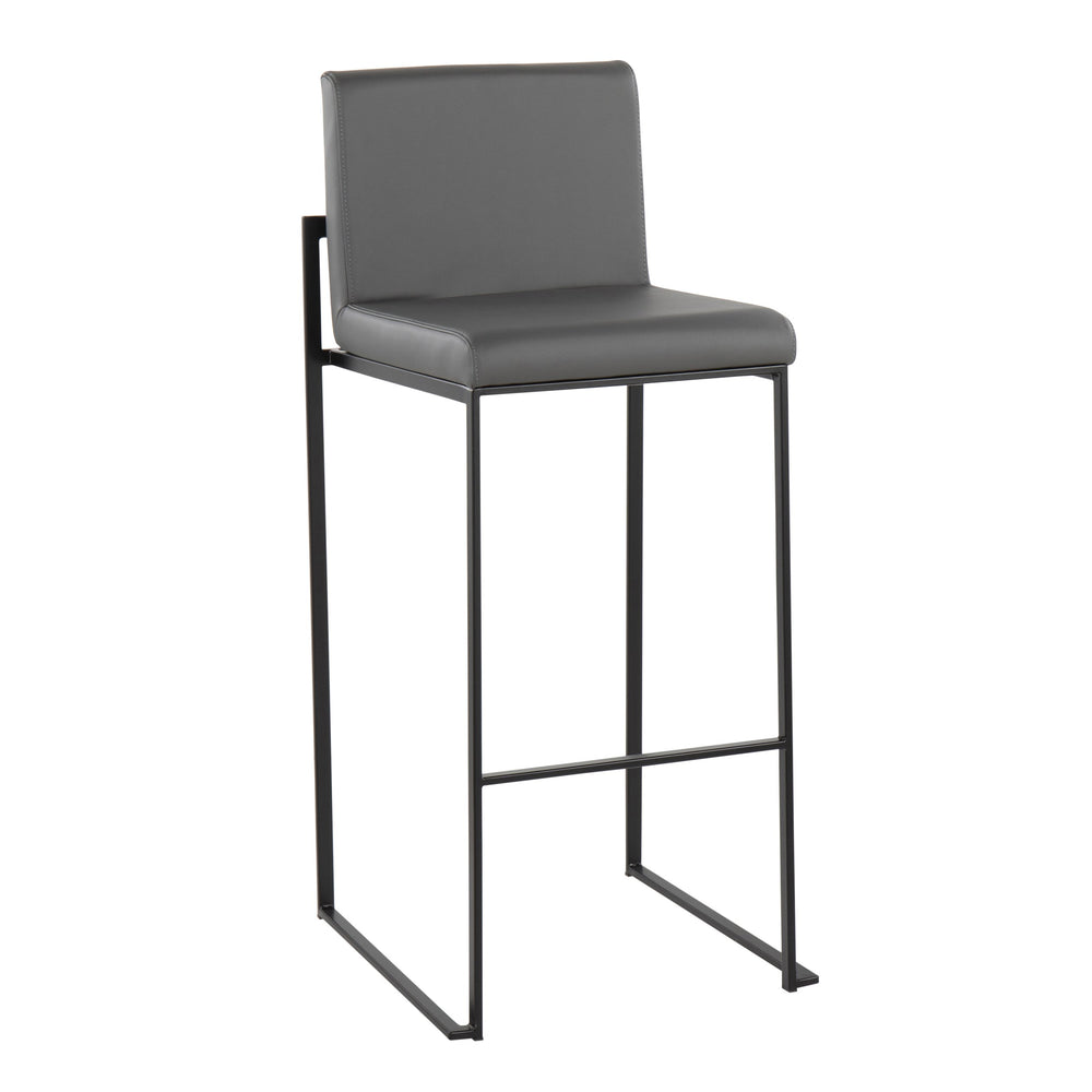 English Elm Contemporary High Back Upholstered Barstool Set with Black Steel Frame for Kitchen B202P222185