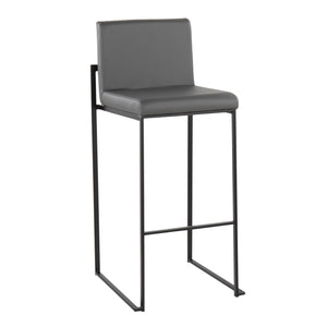 English Elm Contemporary High Back Upholstered Barstool Set with Black Steel Frame for Kitchen B202P222185