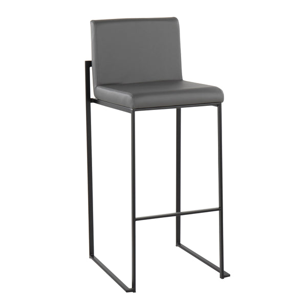 English Elm Contemporary High Back Upholstered Barstool Set with Black Steel Frame for Kitchen B202P222185