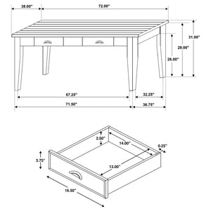 English Elm Preston Farmhouse Dining Table with 2 Smooth-Glide Drawers, Distressed White & Brown Top, 72" B062P350425