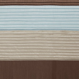 JLA Home Madison Park - Faux Silk Dupioni Shower Curtain with Pintuck Color-Block Panels, Lightweight Hotel-Quality Draping Blue MP70-220