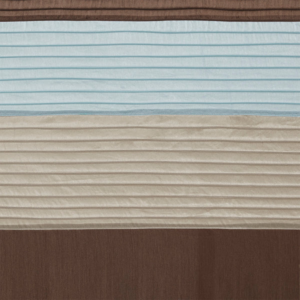 JLA Home Madison Park - Faux Silk Dupioni Shower Curtain with Pintuck Color-Block Panels, Lightweight Hotel-Quality Draping Blue MP70-220