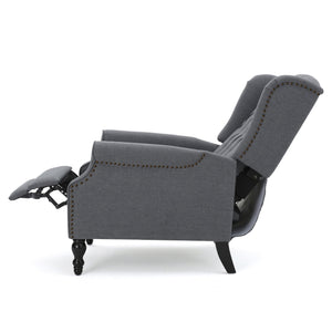 English Elm Charcoal Wingback Pushback Recliner with Button Tufted Diamond Fabric Upholstery Charcoal N763P410529E