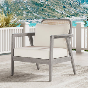English Elm Outdoor Acacia Wood Club Chair Deep Seating Woven Back Patio Lounge Resort Style N780P171149G