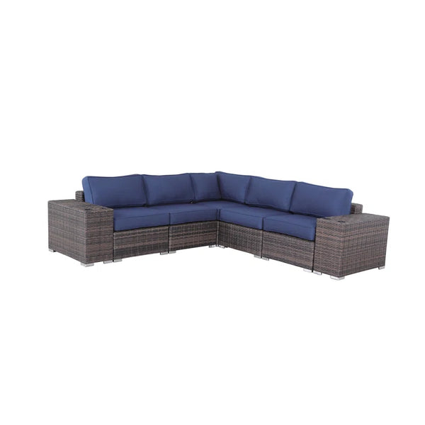 English Elm Fully Assembled Rattan Wicker Lounge Set For 4 – Stylish, Durable & Weather-Resistant Outdoor Comfort B120S00006