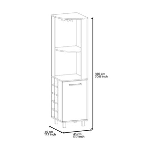 English Elm Corner Bar Cabinet with Ten Built-In Wine Slots, Cup Rack & Spacious Top Shelf for Entertaining Multicolor 43 L x 21 W x 3 H B097S00134