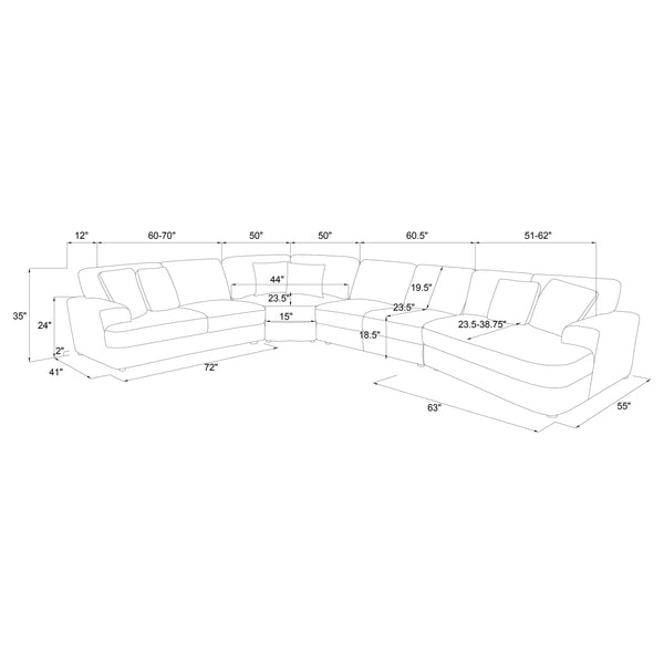 English Elm Langford Four Piece Corduroy Sectional Sofa Plush Modular Seating for Large Living Rooms B062S01489