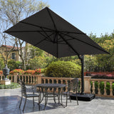 English Elm 10 Ft Cantilever Patio Umbrella With 360° Rotation & Tilt Adjustment, Square Outdoor Offset Umbrella With Aluminum Pole - Grey