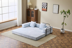 English Elm Floor Couch - Versatile Chenille Convertible Sofa Bed With Pillow Support For Living Room & Dorms W3723P344016