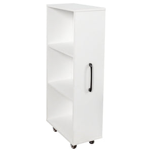 English Elm Bookcase with Pull Out Hidden Shelving Panels on Wheels for Office or Living Room W331P374568