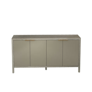 English Elm Sideboard Champagne 59" Modern Wood Buffet Cabinet with 4 Doors, Adjustable Shelves, 220lb Top Capacity W757P203146