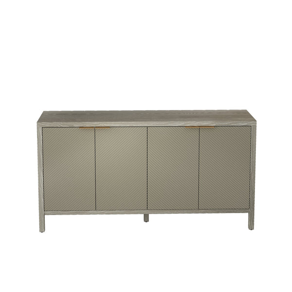 English Elm Sideboard Champagne 59" Modern Wood Buffet Cabinet with 4 Doors, Adjustable Shelves, 220lb Top Capacity W757P203146
