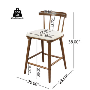 English Elm Christopher Knight Home® - Olivia Classic Windsor-Style Wooden Counter Stools, Set Of 4 In Walnut Finish & Soft Beige Upholstery N775P346246W-S4