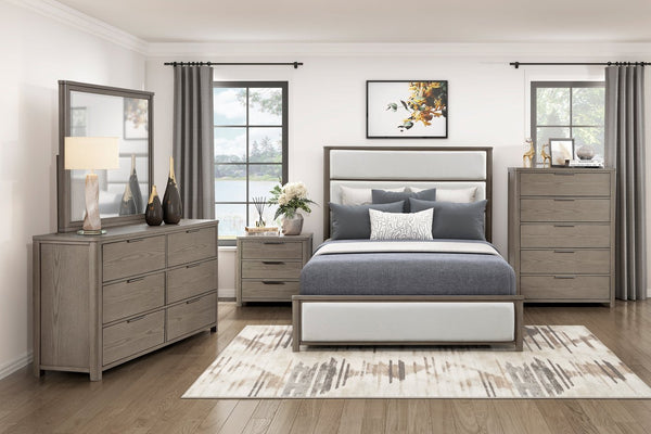 English Elm Contemporary Six Drawer Oak Veneer Dresser with Chrome Pulls for Master Bedroom B011P435300