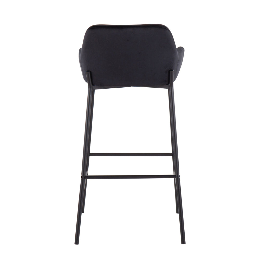 English Elm Daniella Industrial Bar Stools Set Of 2 - Plush Black Velvet & Sturdy Metal Frame For Modern Spaces B202S00538