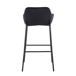 English Elm Daniella Industrial Bar Stools Set Of 2 - Plush Black Velvet & Sturdy Metal Frame For Modern Spaces B202S00538