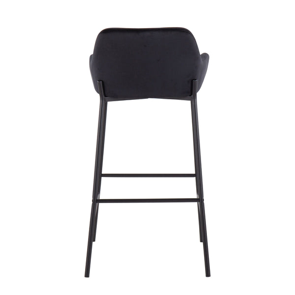 English Elm Daniella Industrial Bar Stools Set Of 2 - Plush Black Velvet & Sturdy Metal Frame For Modern Spaces B202S00538