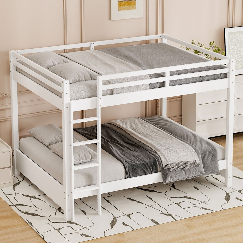 English Elm Wood Queen Size Bunk Bed With Ladder - Sturdy, Space-Saving Design For Modern Bedrooms & Guests N7090004007K-GIGA