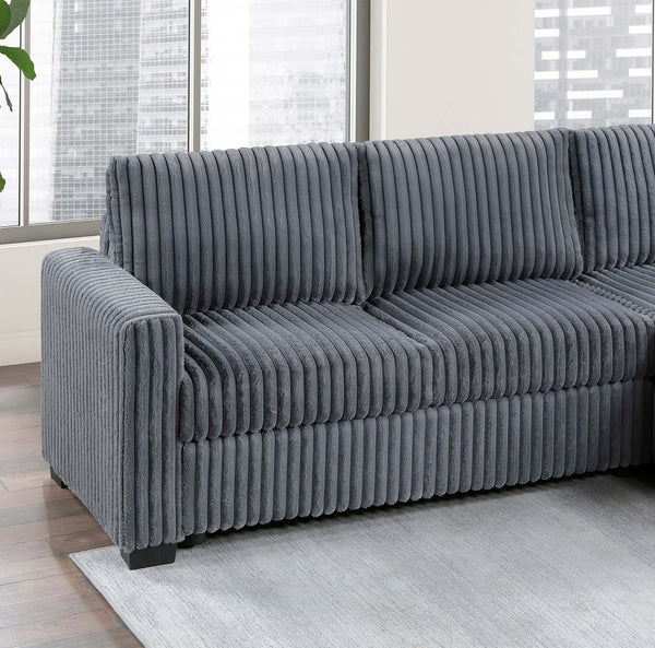 English Elm Modern Corduroy Upholstered L-shape Sectional Sofa with Plush Cushions for Living Room Dark Gray B011P430087