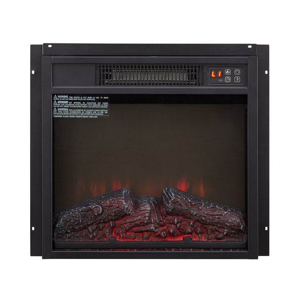English Elm Electric Fireplace Insert Slim 1400w Heater with Adjustable Led Flame and Log Set W1758107430