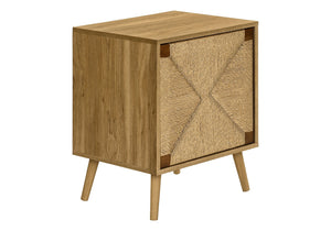 English Elm Accent Table – Modern Light Walnut Laminate With Seagrass Door, Compact Storage For Small Spaces B2710P287033