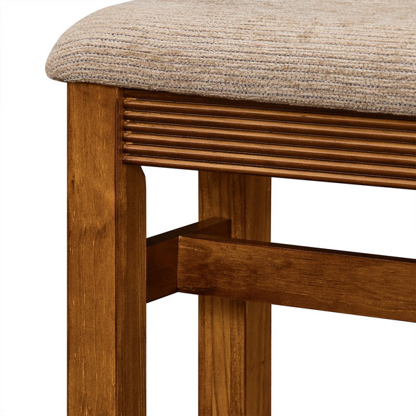 English Elm Fluted Counter Height Dining Set Narrow Bar Console with Upholstered Stool Retro Wood Brown W1202P330888