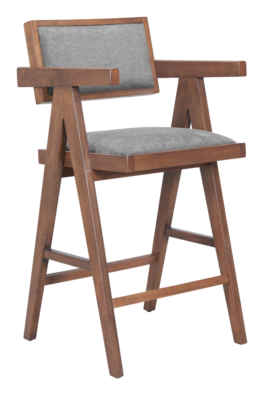 Zuo Modern Delhi Counter Stool Set Of 2 In Gray & Walnut – Stylish Modern Design For Chic Home Décor Gray 100% Polyester,Rubberwood 110493-zuo-modern