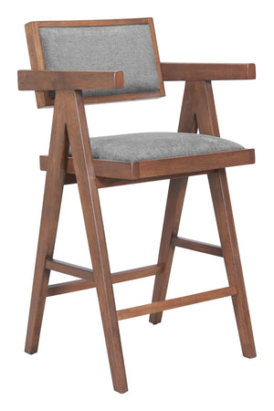 Zuo Modern Delhi Counter Stool Set Of 2 In Gray & Walnut – Stylish Modern Design For Chic Home Décor Gray 100% Polyester,Rubberwood 110493-zuo-modern