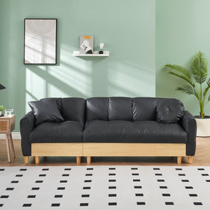 English Elm 86.61 Modern Teddy Fabric Sofa Bed with Storage, Solid Wood Frame, Gold Legs, 500lb Capacity Black W1278S00069