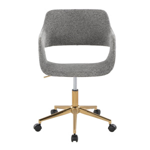 English Elm Margarite Modern Ergonomic Task Chair With Gold Metal Base And Grey Fabric For Stylish Comfort B202P223904