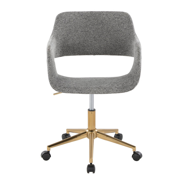 English Elm Margarite Modern Ergonomic Task Chair With Gold Metal Base And Grey Fabric For Stylish Comfort B202P223904